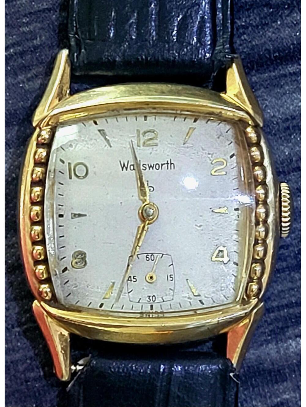 Antique Wadsworth Elgin Mens Art Deco Tank Watch 10k‎ RGP